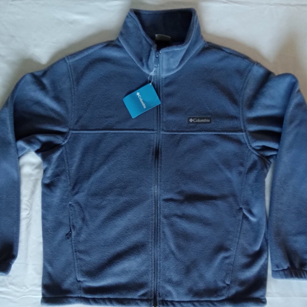 New men's Columbia fleece front zippered jacket, XL, grey